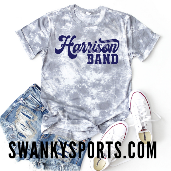 Harrison Band - Retro - blue ink - grey Tie dye