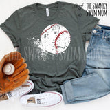 Baseball splatter custom shirt with red metallic stitches