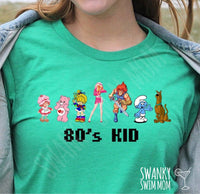 80s Kid - custom shirt - CareBears - Rainbow Brite - Strawberry Shortcake - Tundercats - Scooby doo - Smurfs - Jem