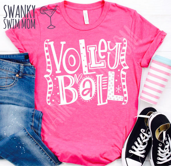 Volleyball scribble - team mom - custom shirt - sports mom - school colors - team colors - white ink