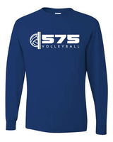 575 Volleyball endline WHITE ink Long sleeve navy t-shirt
