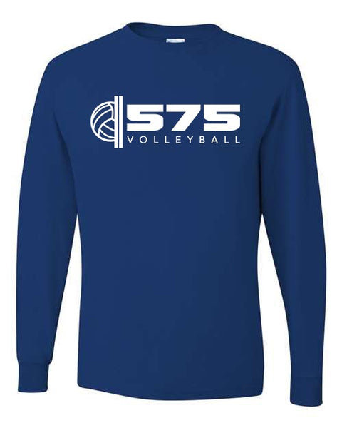 575 Volleyball endline WHITE ink Long sleeve navy t-shirt