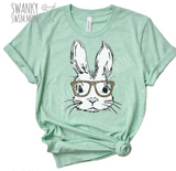 Easter Bunny WHITE INK with glasses