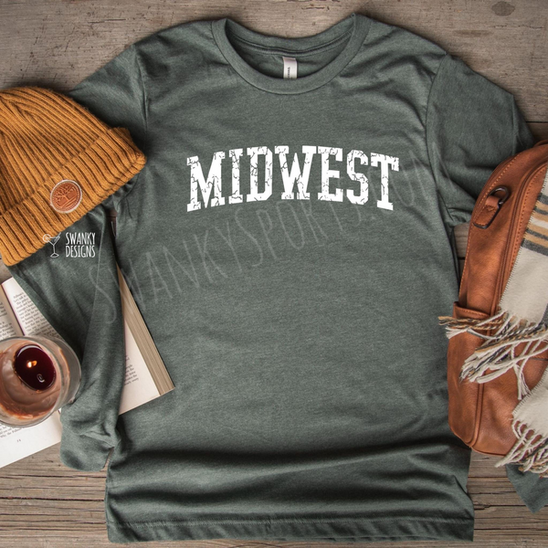 Midwest distressed - custom screen printed shirt